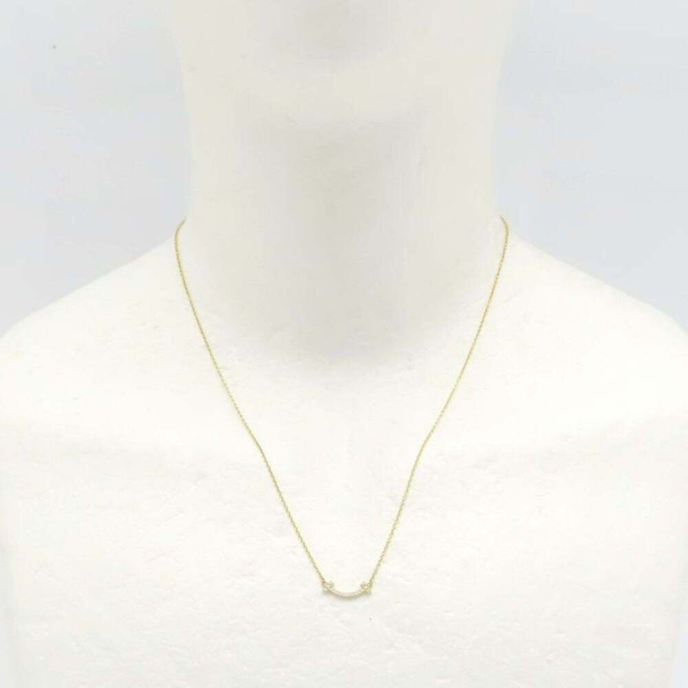 TIFFANY&Co. Tiffany T Smile Necklace Mini Diamond 18K Yellow Gold Women's 295313 - Picture 3 of 8